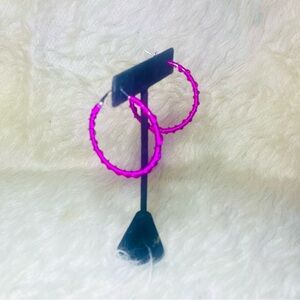 Hoops w/ Hot Pink Copper Earrings|Small|New